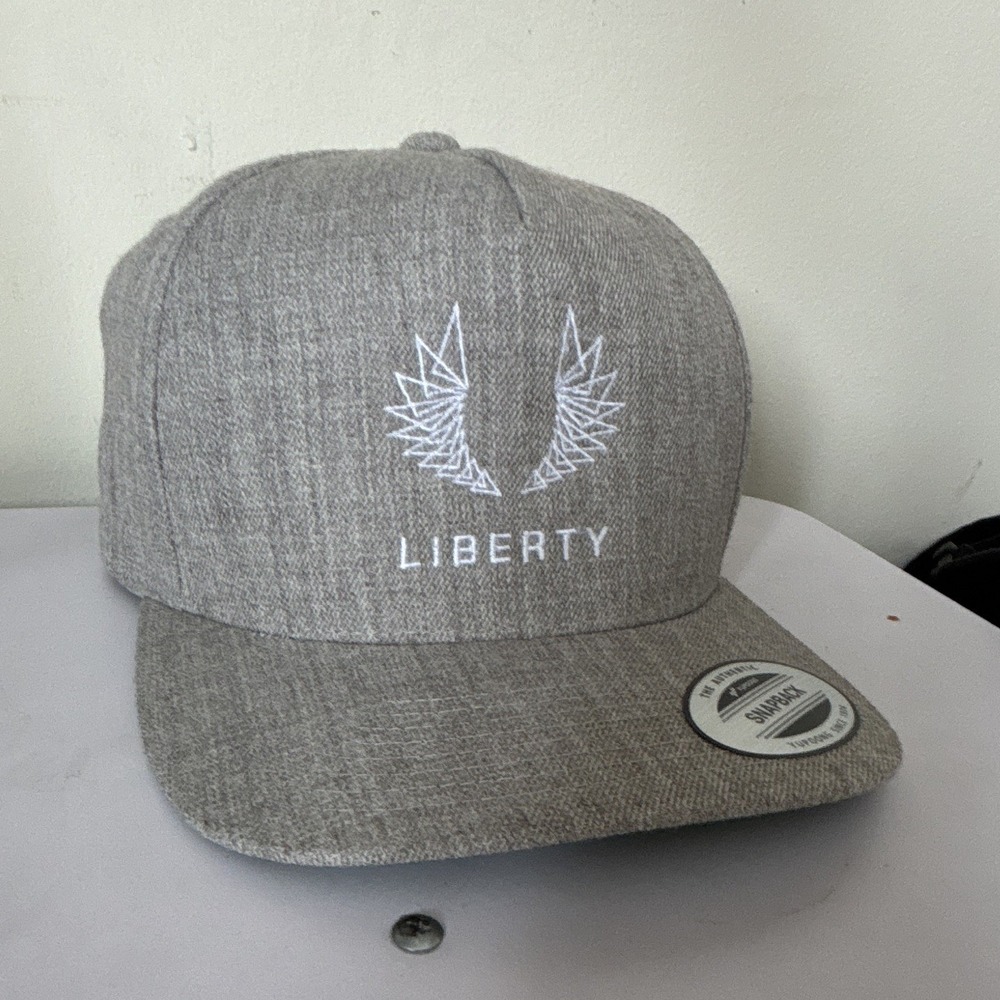Yupoong Gray Snapback Cap Liberty Embroidered Logo Green Underbrim Adjustable